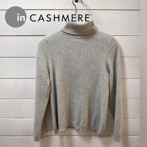 IN CASHMERE Light Grey beige Cashmere Turtleneck Sweater Size XL